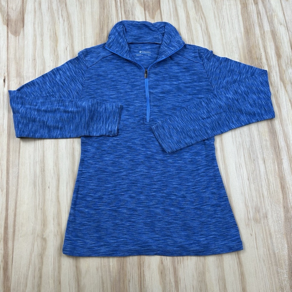 Columbia Women's Medium Heather Blue 1/4 Zip Stretch Pullover Athletic Top